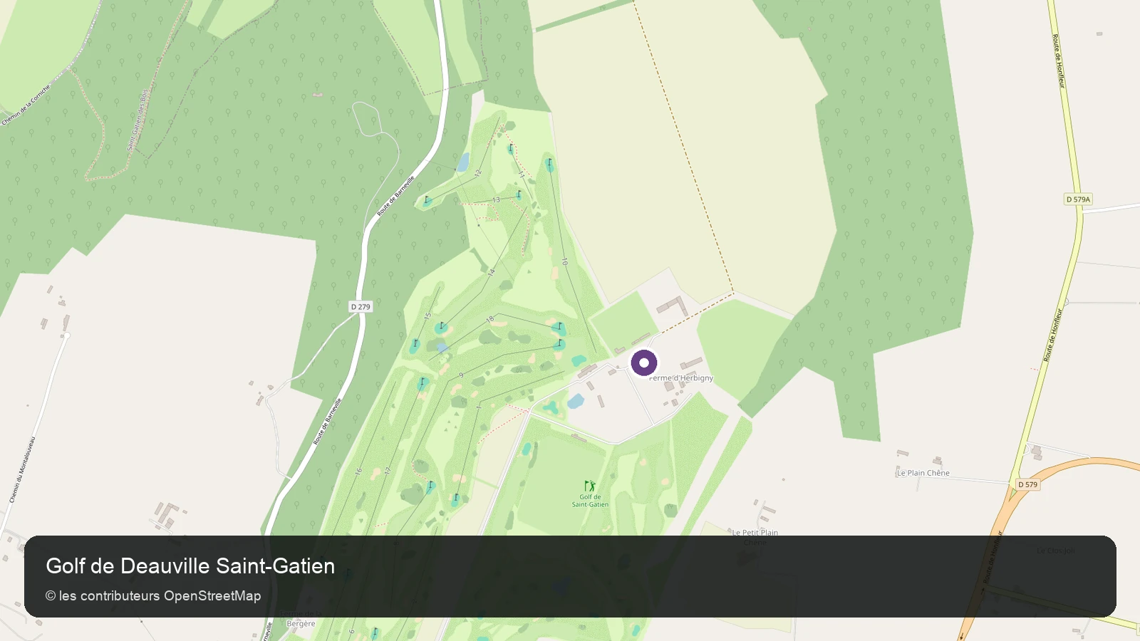Carte de localisation de Golf de Deauville Saint-Gatien dans le Calvados.