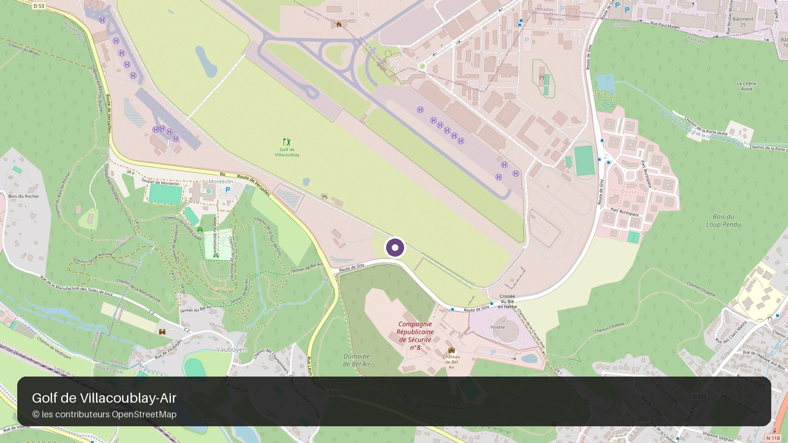 Carte du Golf de Villacoublay-Air sur la base aérienne 107.