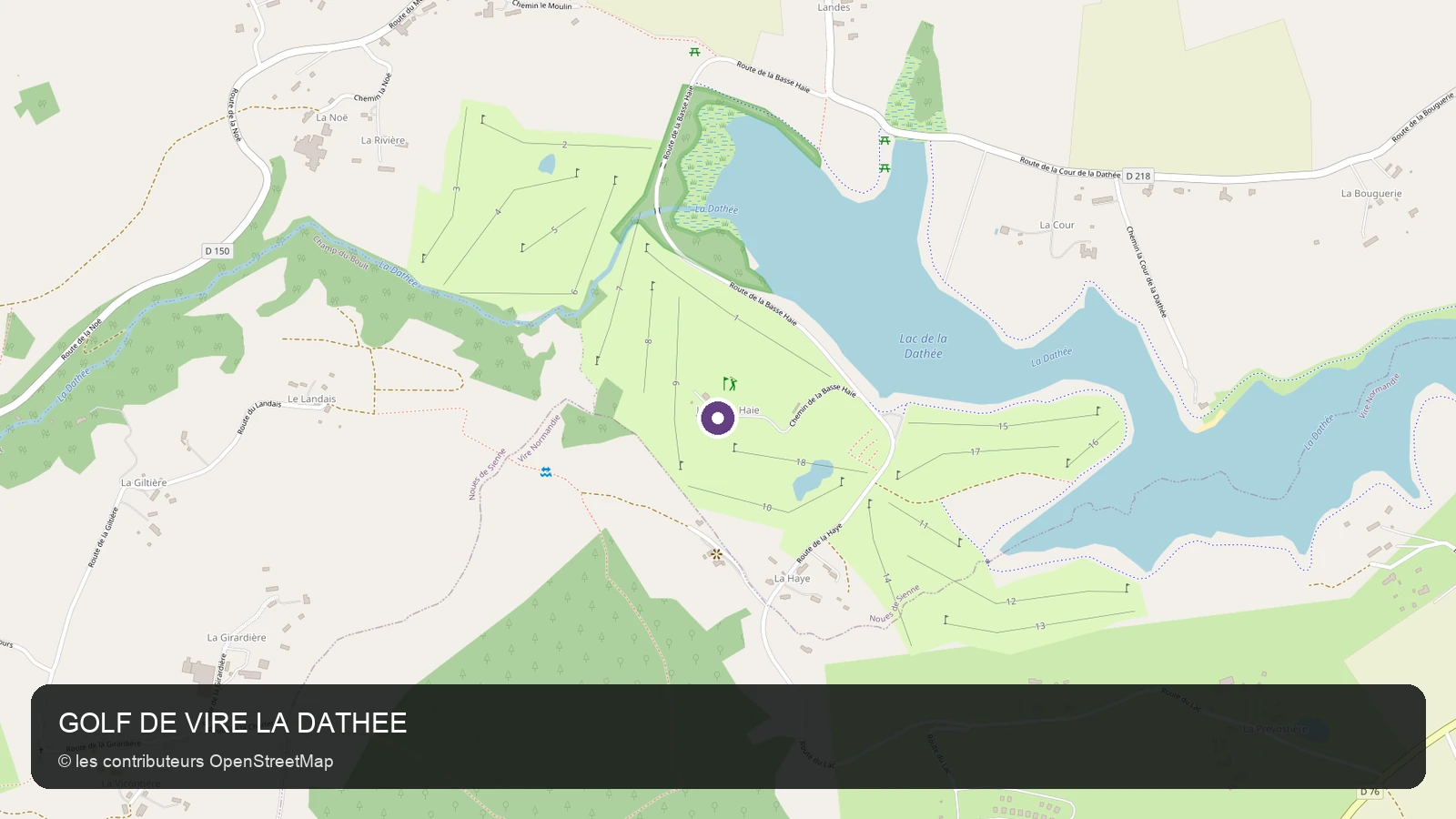 Carte de localisation de GOLF DE VIRE LA DATHEE dans le Calvados.
