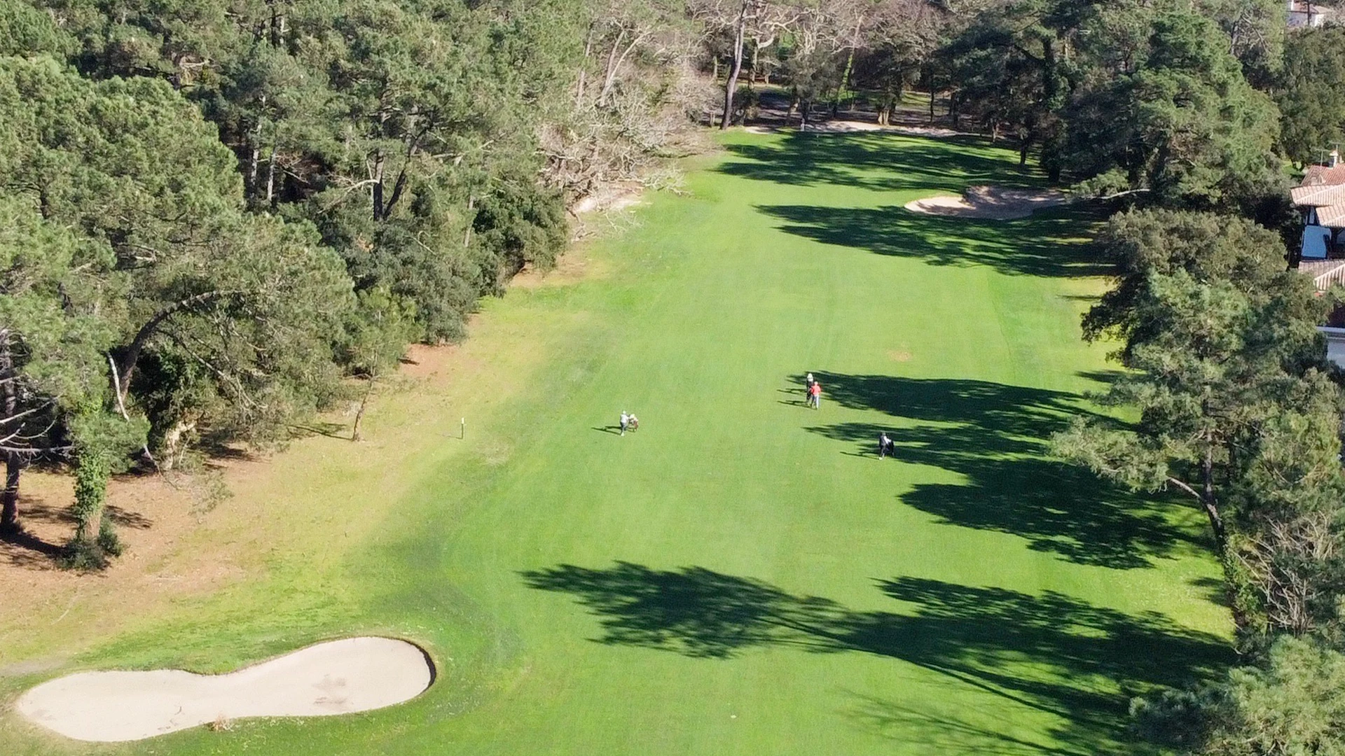 Vue aérienne du trou 1 au Golf Club d’Hossegor.